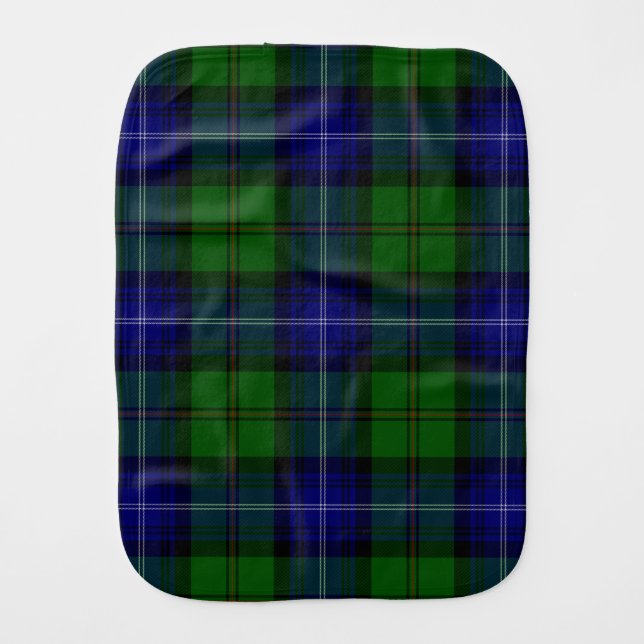 Urquhart tartan blue green plaid burp cloth (Front)