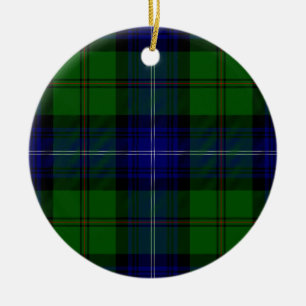 Urquhart tartan blue green plaid ceramic ornament