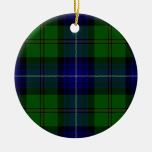 Urquhart tartan blue green plaid ceramic ornament