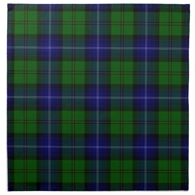 Urquhart tartan blue green plaid cloth napkin (Front)