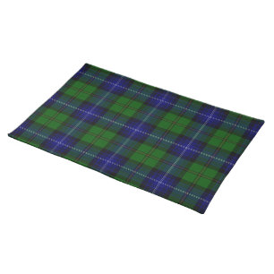 Urquhart tartan blue green plaid cloth placemat