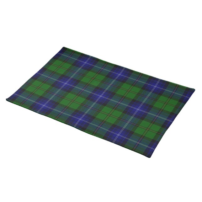 Urquhart tartan blue green plaid cloth placemat (On Table)