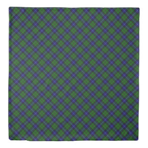 Urquhart tartan blue green plaid duvet cover