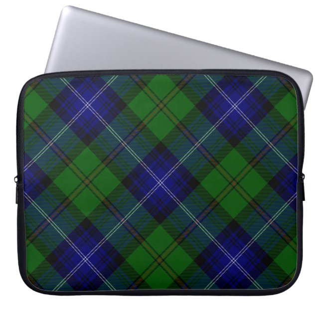 Urquhart tartan blue green plaid laptop sleeve (Front)