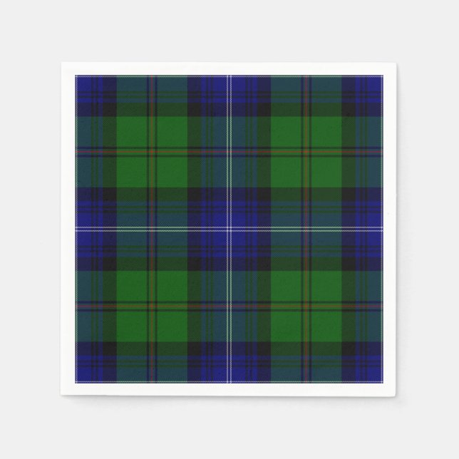 Urquhart tartan blue green plaid paper napkins (Front)