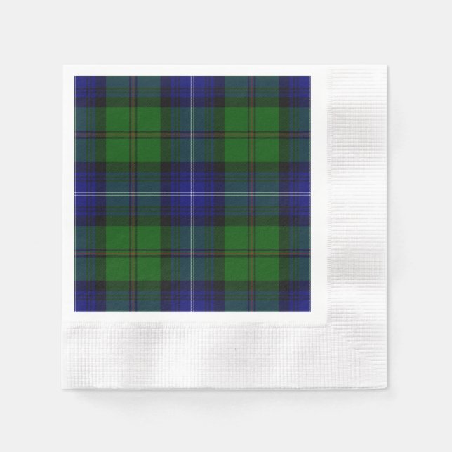 Urquhart tartan blue green plaid paper napkins (Front)