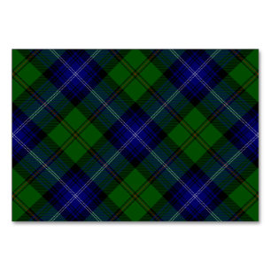 Urquhart tartan blue green plaid table number
