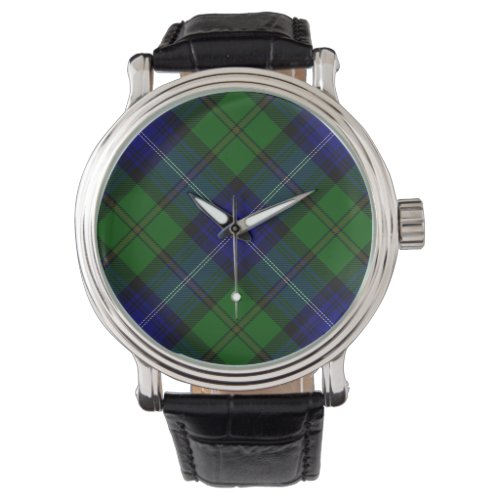 Urquhart tartan blue green plaid watch