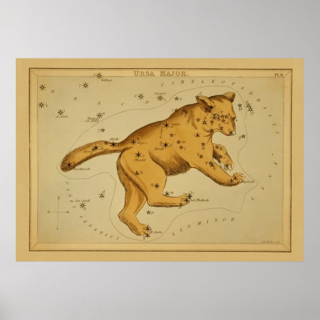 Ursa Major - Vintage Astronomical Star Chart Image (Front)