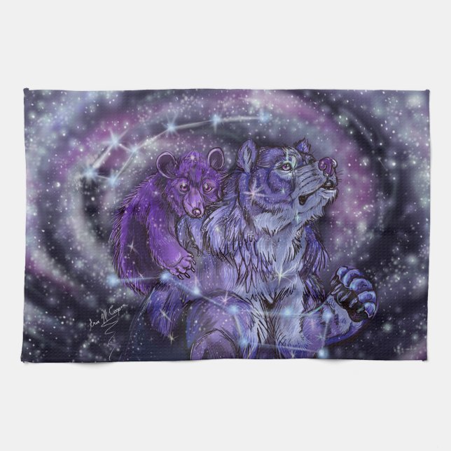 Ursa Minor and Major Star Bears Kitchen Towel (Horizontal)