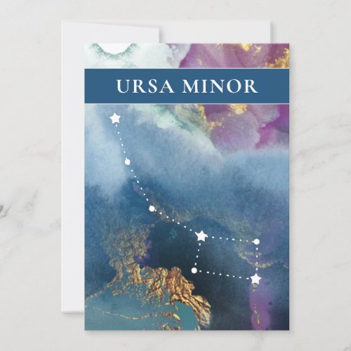 Ursa Minor Table Sign Celestial Watercolor Theme Invitation