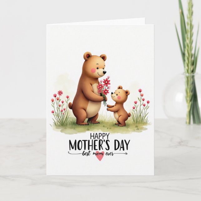 Ursine Mothers Day Bouquet Card (Front)