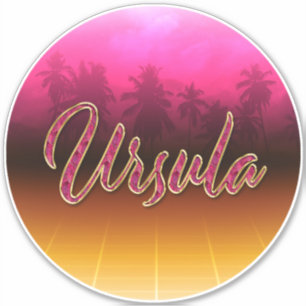 Ursula first name name golden pink sticker decals