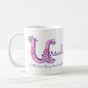 Ursula initial U name meaning doodle art mug