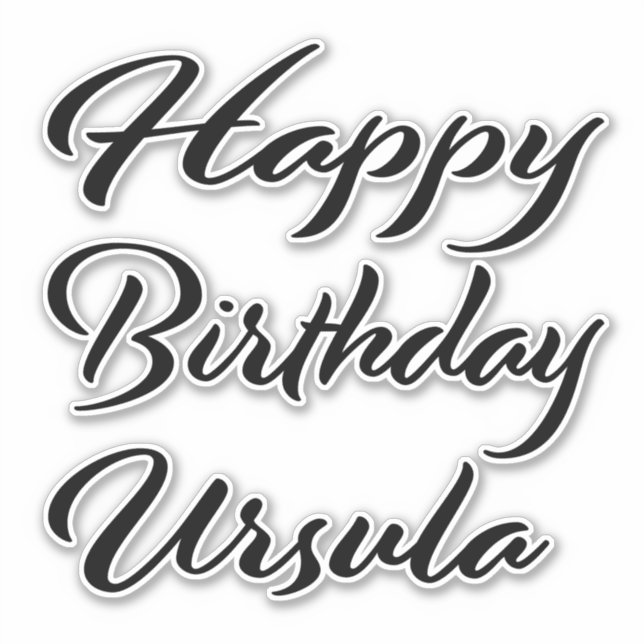 Ursula name first name black Sticker birthday (Front)