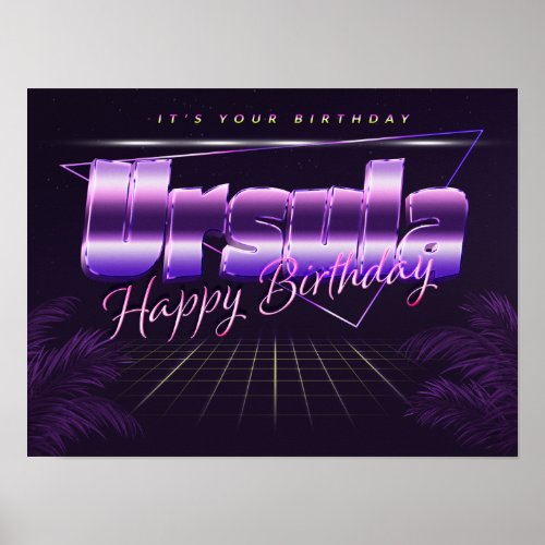 Ursula Name First name pura retro poster Birthday