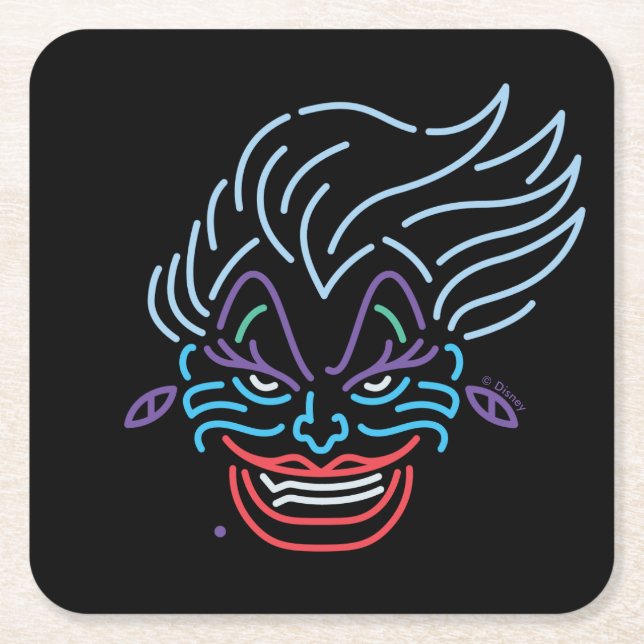 Ursula | Neon Face Square Paper Coaster (Front)