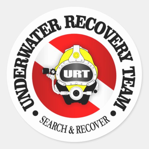 URT Underwater Recovery Team Classic Round Sticker