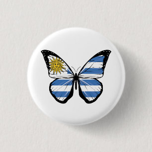 Uruguay Butterfly Flag Button