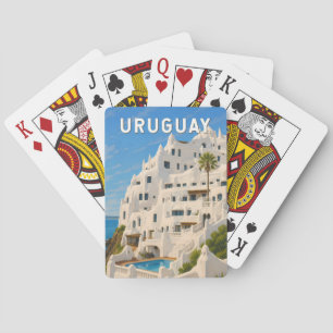 Uruguay Casapueblo Illustration Travel Art Vintage Poker Cards