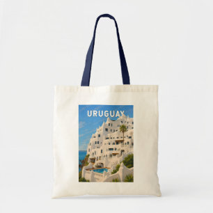 Uruguay Casapueblo Illustration Travel Art Vintage Tote Bag