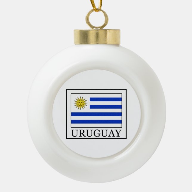 Uruguay Ceramic Ball Christmas Ornament (Front)