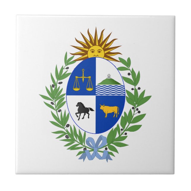 Uruguay country coat arms symbol emblem flag ceramic tile (Front)