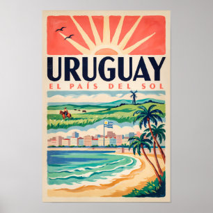 Uruguay Culture Illustration Travel Art Vintage Poster