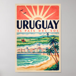 Uruguay Culture Illustration Travel Art Vintage Poster