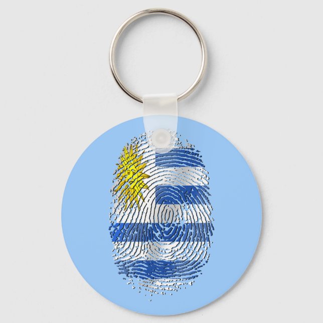 Uruguay DNA fingerprint Uruguayan flag pride Keychain (Front)