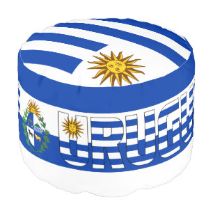 Uruguay Flag and Coat of Arms Patriotic Round Pouf