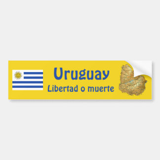 Uruguay Flag and Map Bumper Sticker