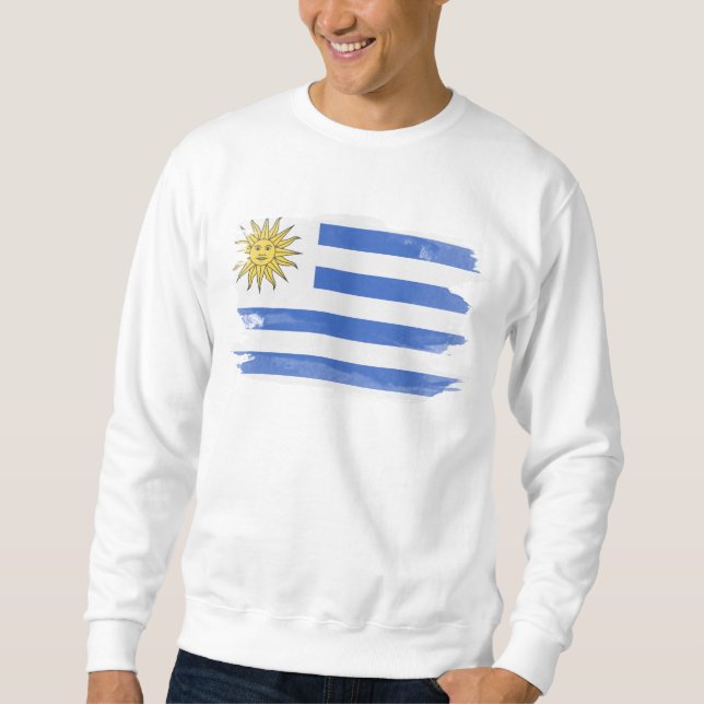 Uruguay flag brush stroke, national flag sweatshirt (Front)