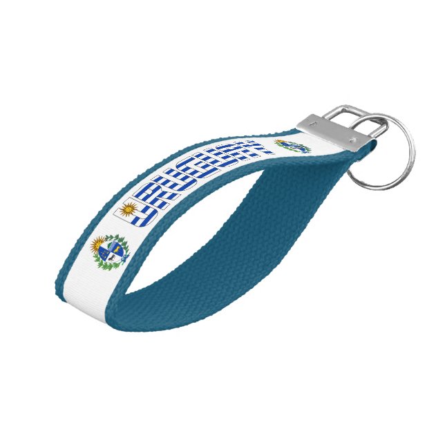 Uruguay Flag Charming Patriotic Wrist Keychain (Angled Up)