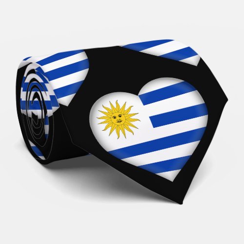 Uruguay Flag Colors Heart Pattern Neck Tie