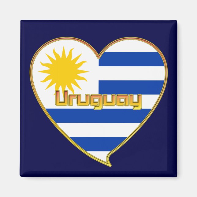 URUGUAY flag elegant heart and Sun of May Magnet (Front)
