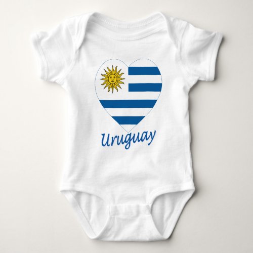 Uruguay Flag Heart Baby Bodysuit