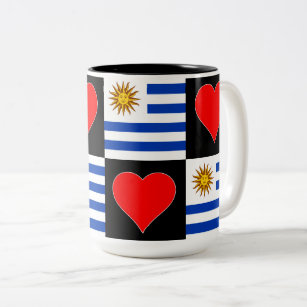 Uruguay Flag Heart Pattern Fun Patriotic Uruguayan Two-Tone Coffee Mug