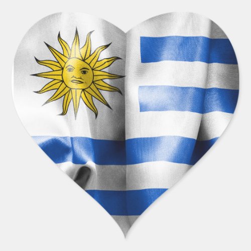 Uruguay Flag Heart Shaped Sticker