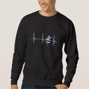 Uruguay Flag Heartbeat EKG Pulse Heart Uruguayan P Sweatshirt