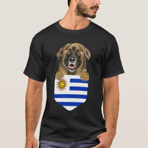 Uruguay Flag Leonberger Dog In Pocket T-Shirt