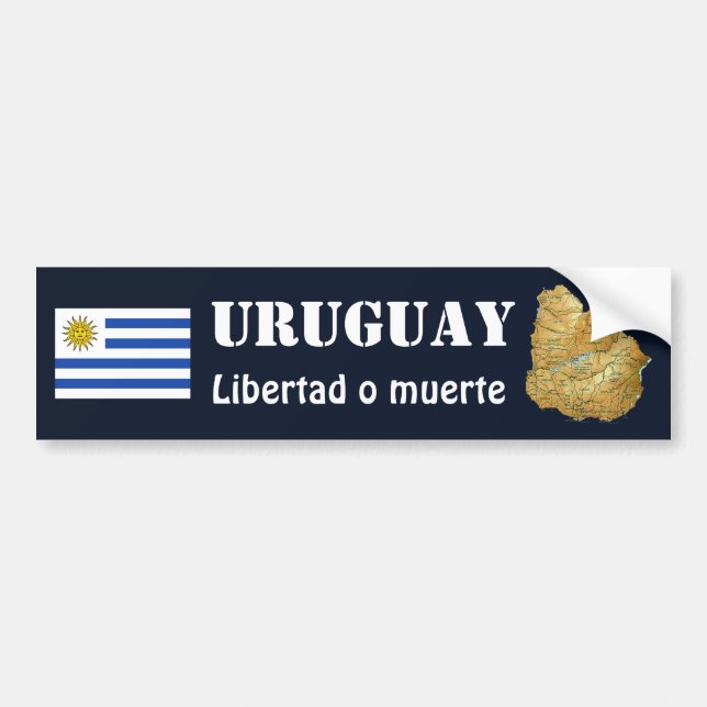 Uruguay Flag + Map Bumper Sticker (Front)