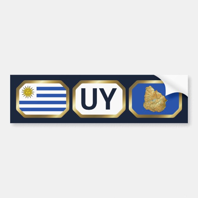Uruguay Flag Map Code Bumper Sticker (Front)