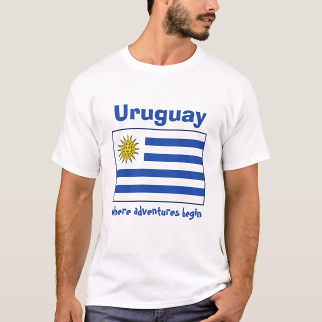 Uruguay Flag + Map + Text T-Shirt (Front)
