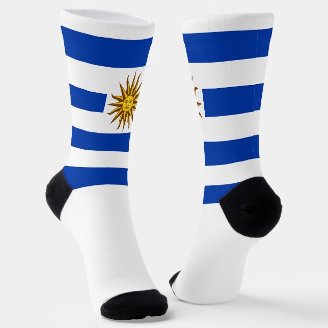 Uruguay Flag Patriotic Uruguayan National Pride Socks (Angled)