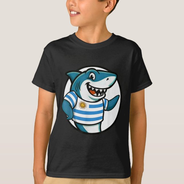Uruguay Flag Shark Funny Uruguayan  T-Shirt (Front)