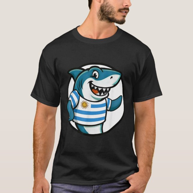 Uruguay Flag Shark Funny Uruguayan  T-Shirt (Front)