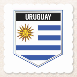 Uruguay Flag Shield Paper Coaster