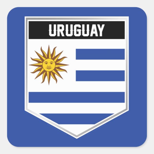 Uruguay Flag Shield Square Sticker (Front)