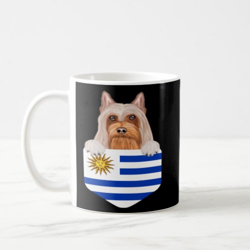Uruguay Flag Silky Terrier Dog In Pocket  Coffee Mug